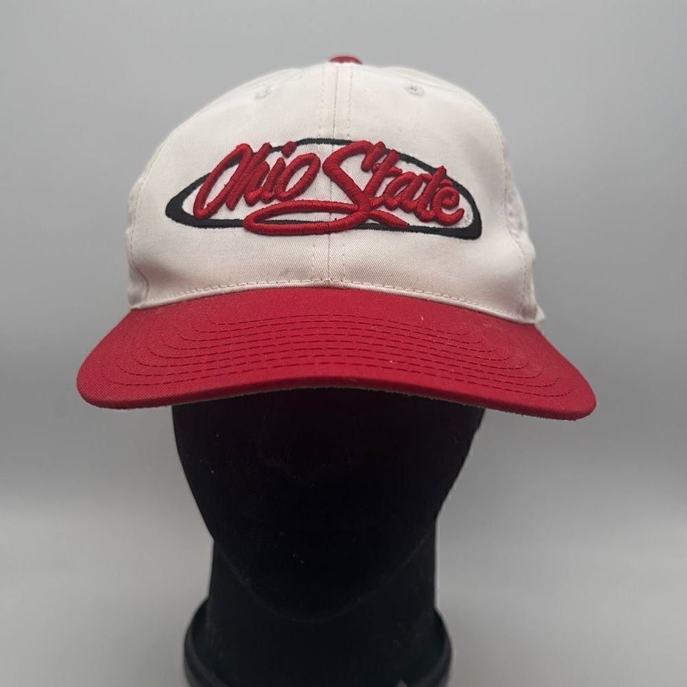 Vintage Ohio State Buckeyes Snapback Hat Red White Annco Spell Out